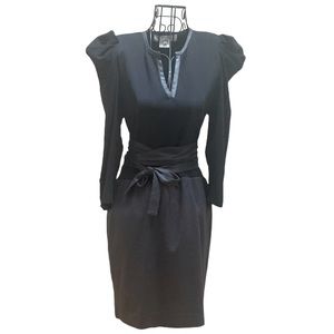 Gerard Darel Black Dress with Puff Sleeves